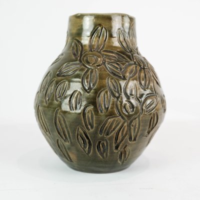 Danish Ceramic Vase with Dark Glaze, 1960s-UY-1000729