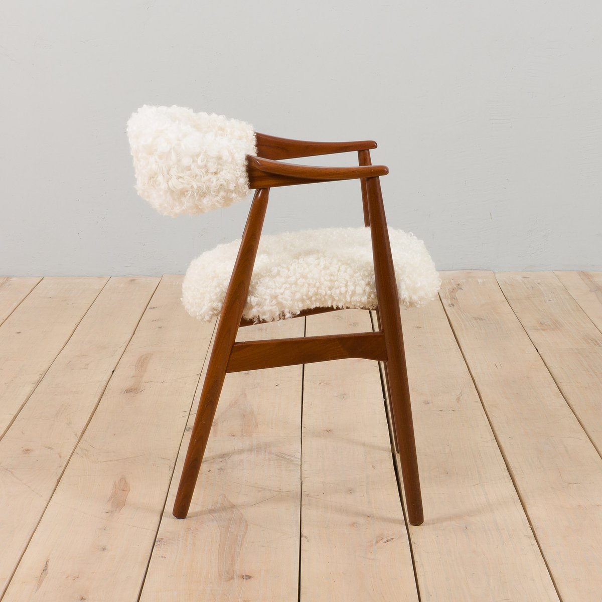 Danish Chair in Teak and Natural Sheepskin from Th. Herlev, 1960s