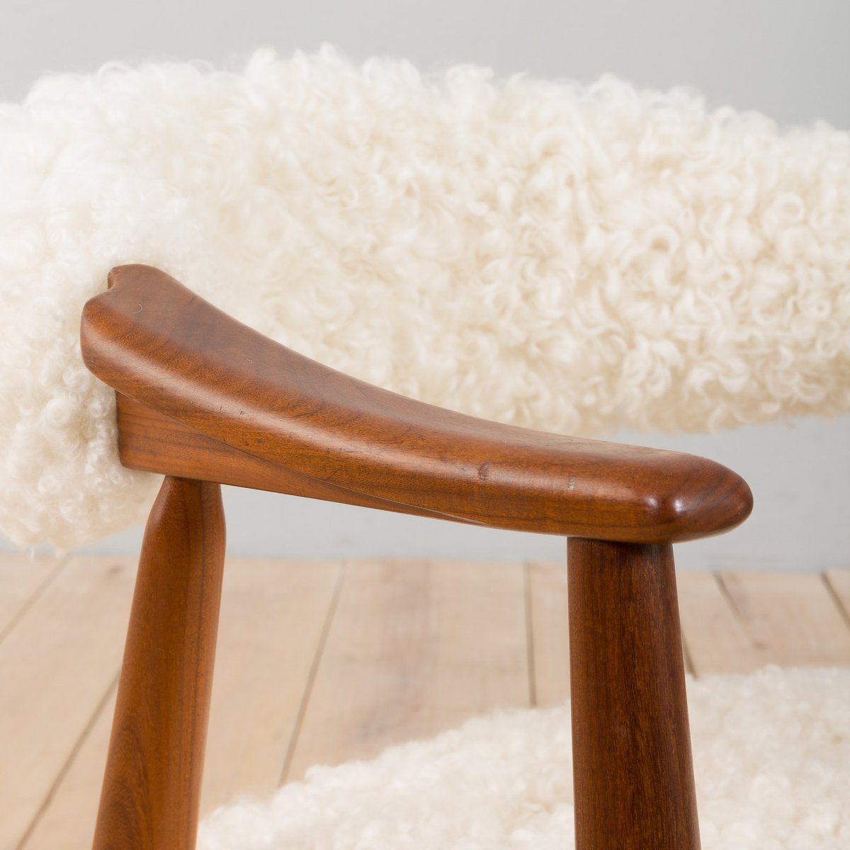 Danish Chair in Teak and Natural Sheepskin from Th. Herlev, 1960s