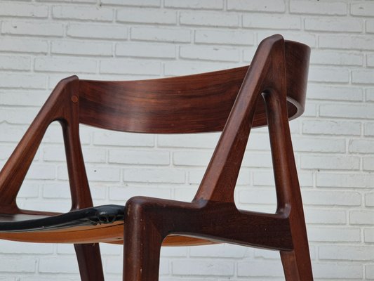 Danish Chair in Teak Wood, Eco Leather & Bent Teak Wood, 1960s-TMW-2032501