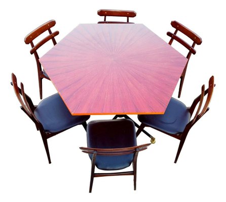 Danish Chairs and Table by Ignazio Gardella for Azucena, 1960s, Set of 6-FIP-1235593