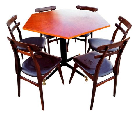 Danish Chairs and Table by Ignazio Gardella for Azucena, 1960s, Set of 6-FIP-1235593