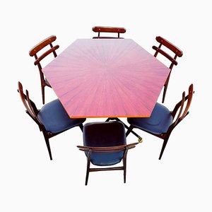 Danish Chairs and Table by Ignazio Gardella for Azucena, 1960s, Set of 6-FIP-1235593