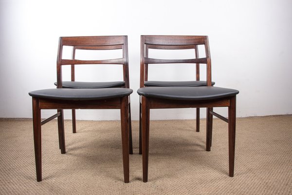 Danish Chairs in Rosewood and New Skai by Henning Kjaernulf for Vejle Stole, 1960s, Set of 4-EMB-1730510