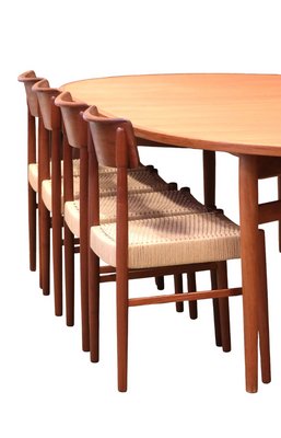 Danish Chairs in Teak with Wicker Seat, 1960s, Set of 4-BPJ-1803051