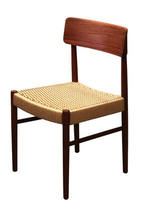 Danish Chairs in Teak with Wicker Seat, 1960s, Set of 4-BPJ-1803051