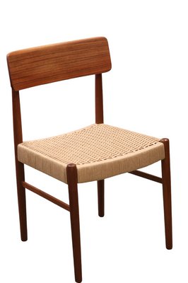 Danish Chairs in Teak with Wicker Seat, 1960s, Set of 4-BPJ-1803051