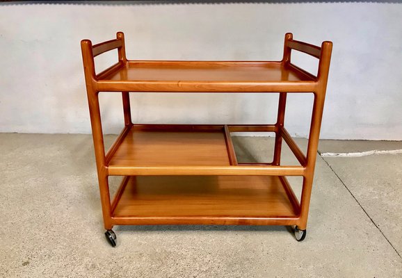 Danish Cherry Wood Bar or Serving Cart by Henning Korch for CFC Silkeborg, 1960s-JP-964583