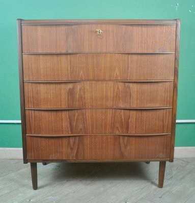 Danish Chest of Drawers in Teak Veneer with 5 Drawers, 1960s-ROJ-2040397