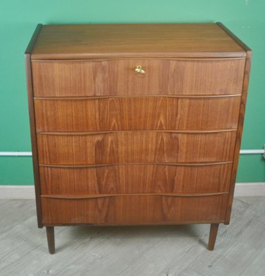 Danish Chest of Drawers in Teak Veneer with 5 Drawers, 1960s-ROJ-2040397