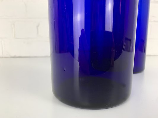 Danish Cobalt Blue Vases attributed to Otto Brauer Holmegaard Gulv, 1950s, Set of 2-ZM-1796360