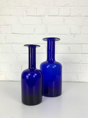 Danish Cobalt Blue Vases attributed to Otto Brauer Holmegaard Gulv, 1950s, Set of 2-ZM-1796360