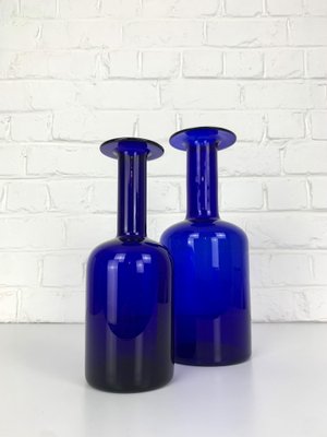 Danish Cobalt Blue Vases attributed to Otto Brauer Holmegaard Gulv, 1950s, Set of 2-ZM-1796360