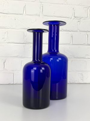 Danish Cobalt Blue Vases attributed to Otto Brauer Holmegaard Gulv, 1950s, Set of 2-ZM-1796360