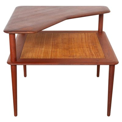 Danish Coffee Corner Table in Teak and Cane by Peter Hvidt for France & Daverkosen, 1950s-KL-620391