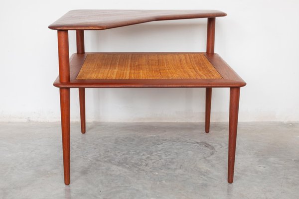 Danish Coffee Corner Table in Teak and Cane by Peter Hvidt for France & Daverkosen, 1950s-KL-620391