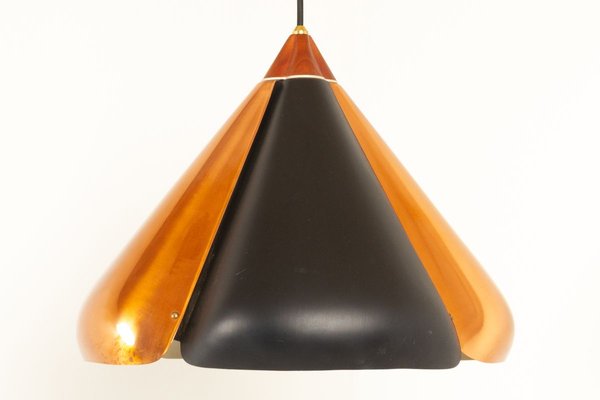 Danish Copper and Black Pendant Lamp, 1960s-WIX-825845