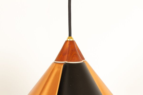 Danish Copper and Black Pendant Lamp, 1960s-WIX-825845