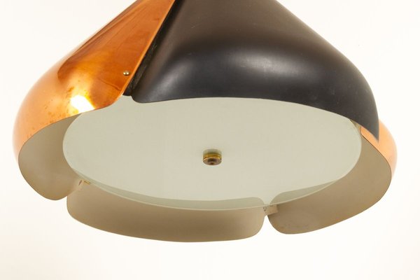 Danish Copper and Black Pendant Lamp, 1960s-WIX-825845