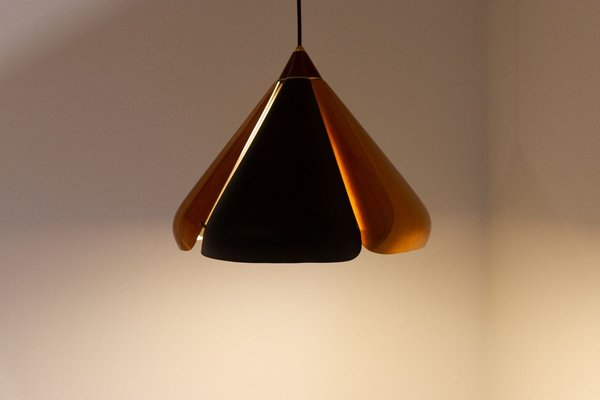 Danish Copper and Black Pendant Lamp, 1960s-WIX-825845