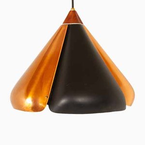 Danish Copper and Black Pendant Lamp, 1960s-WIX-825845