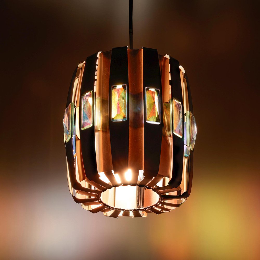 Danish Copper Pendant Lamp by Werner Schou for Coronell Elektro, 1960s