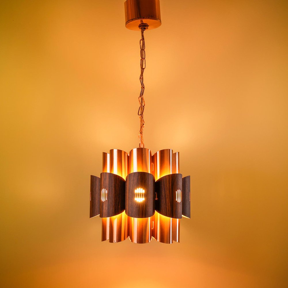 Danish Copper Pendant Lamp by Werner Schou for Coronell Elektro, 1960s