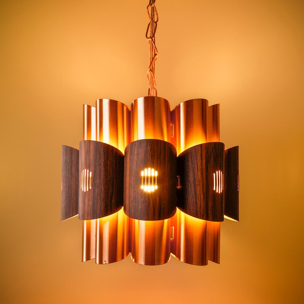 Danish Copper Pendant Lamp by Werner Schou for Coronell Elektro, 1960s