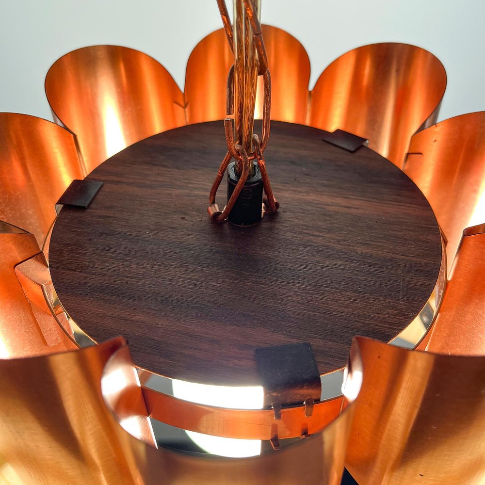 Danish Copper Pendant Lamp by Werner Schou for Coronell Elektro, 1960s