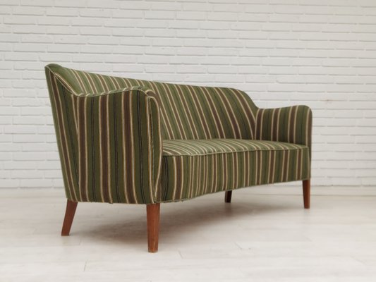 Danish Curved 2 Seater Sofa in Wool Fabric & Beech Wood, 1960s-TMW-2016405