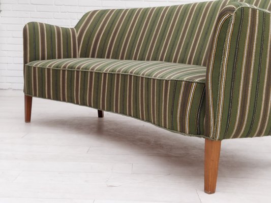 Danish Curved 2 Seater Sofa in Wool Fabric & Beech Wood, 1960s-TMW-2016405