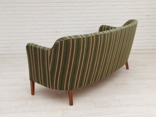 Danish Curved 2 Seater Sofa in Wool Fabric & Beech Wood, 1960s-TMW-2016405