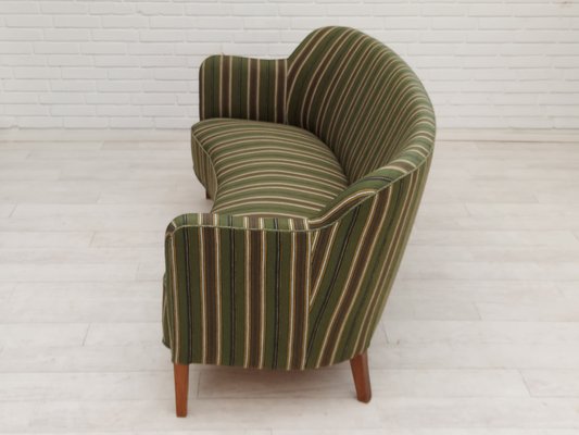 Danish Curved 2 Seater Sofa in Wool Fabric & Beech Wood, 1960s-TMW-2016405