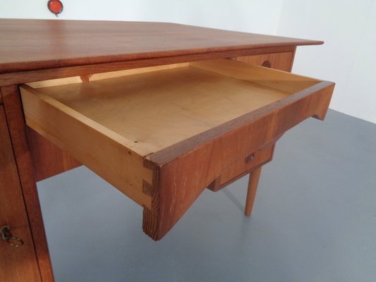 Danish Curved Teak and Oak Desk, 1960s-RDW-672027