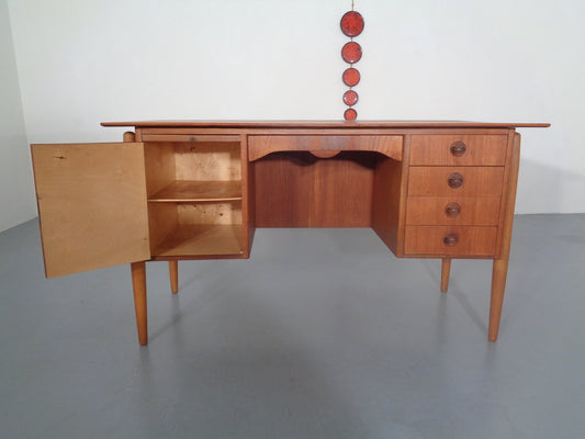 Danish Curved Teak and Oak Desk, 1960s