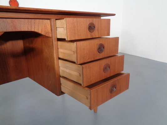 Danish Curved Teak and Oak Desk, 1960s-RDW-672027