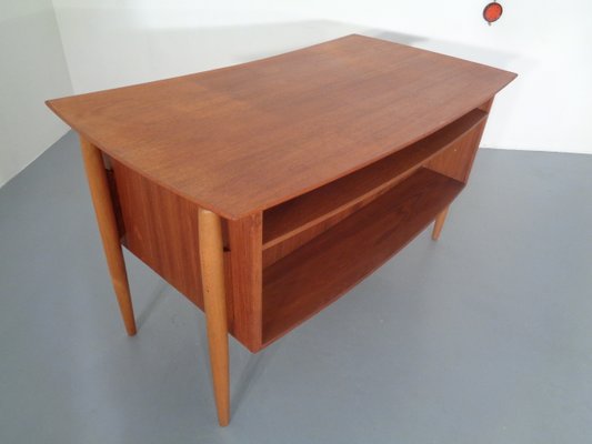 Danish Curved Teak and Oak Desk, 1960s-RDW-672027