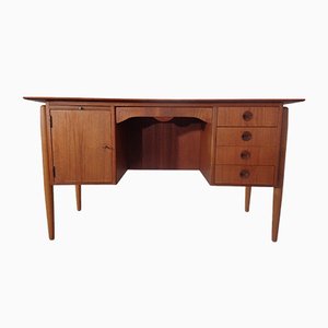 Danish Curved Teak and Oak Desk, 1960s-RDW-672027