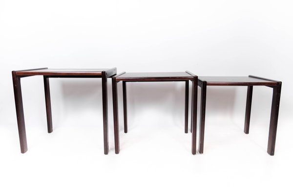 Danish Dark Wood Nesting Tables, 1960s, Set of 3-UY-999266