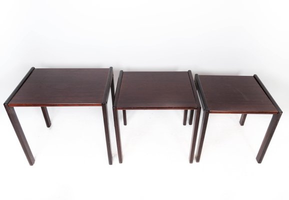 Danish Dark Wood Nesting Tables, 1960s, Set of 3-UY-999266