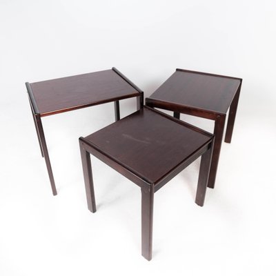 Danish Dark Wood Nesting Tables, 1960s, Set of 3-UY-999266