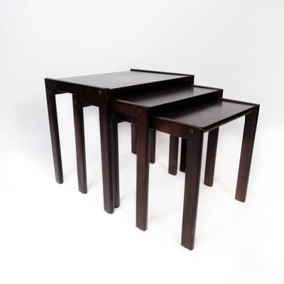 Danish Dark Wood Nesting Tables, 1960s, Set of 3-UY-999266