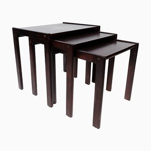 Danish Dark Wood Nesting Tables, 1960s, Set of 3-UY-999266