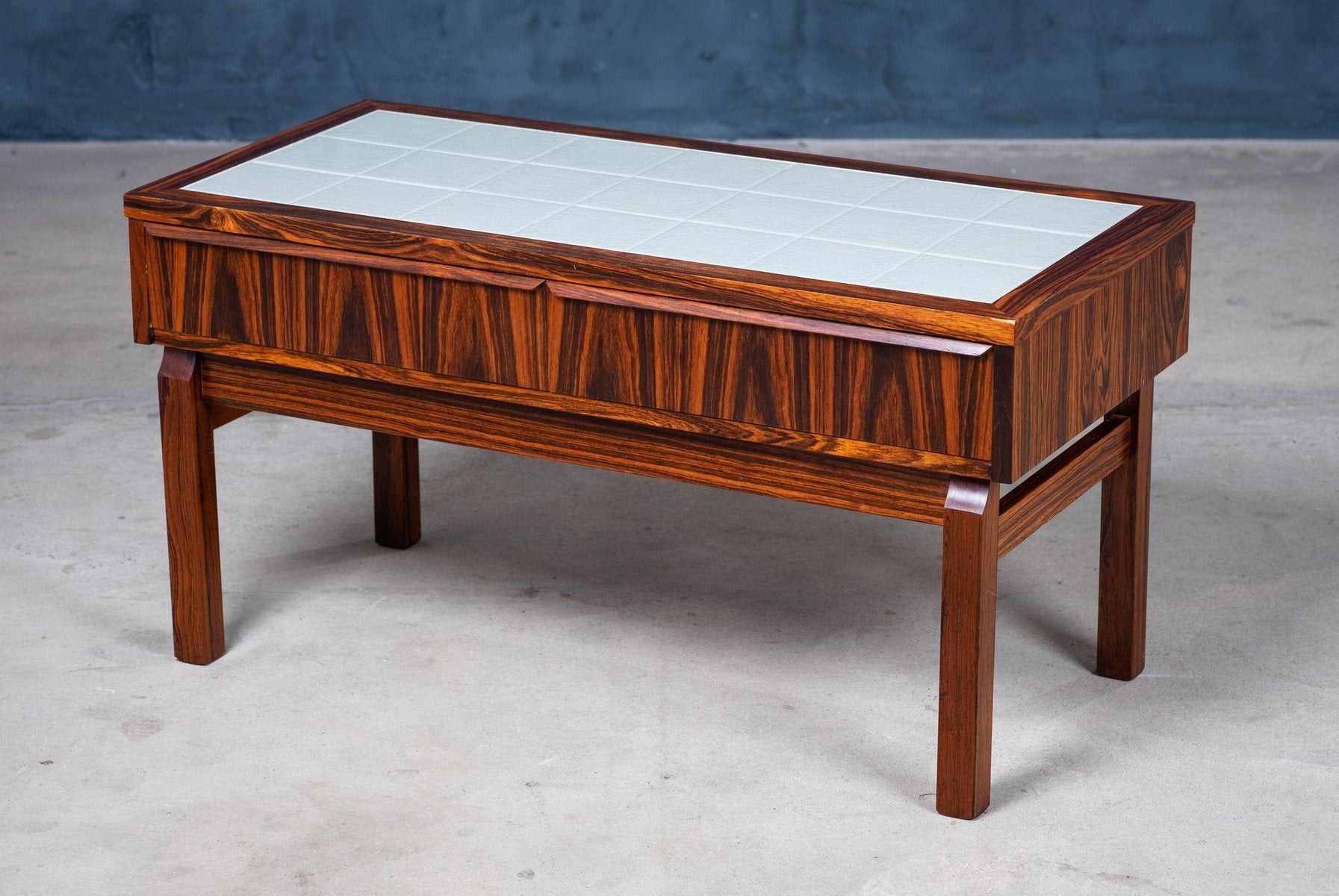 Danish Design Rosewood Entrance Chest with White Tiles, 1960s