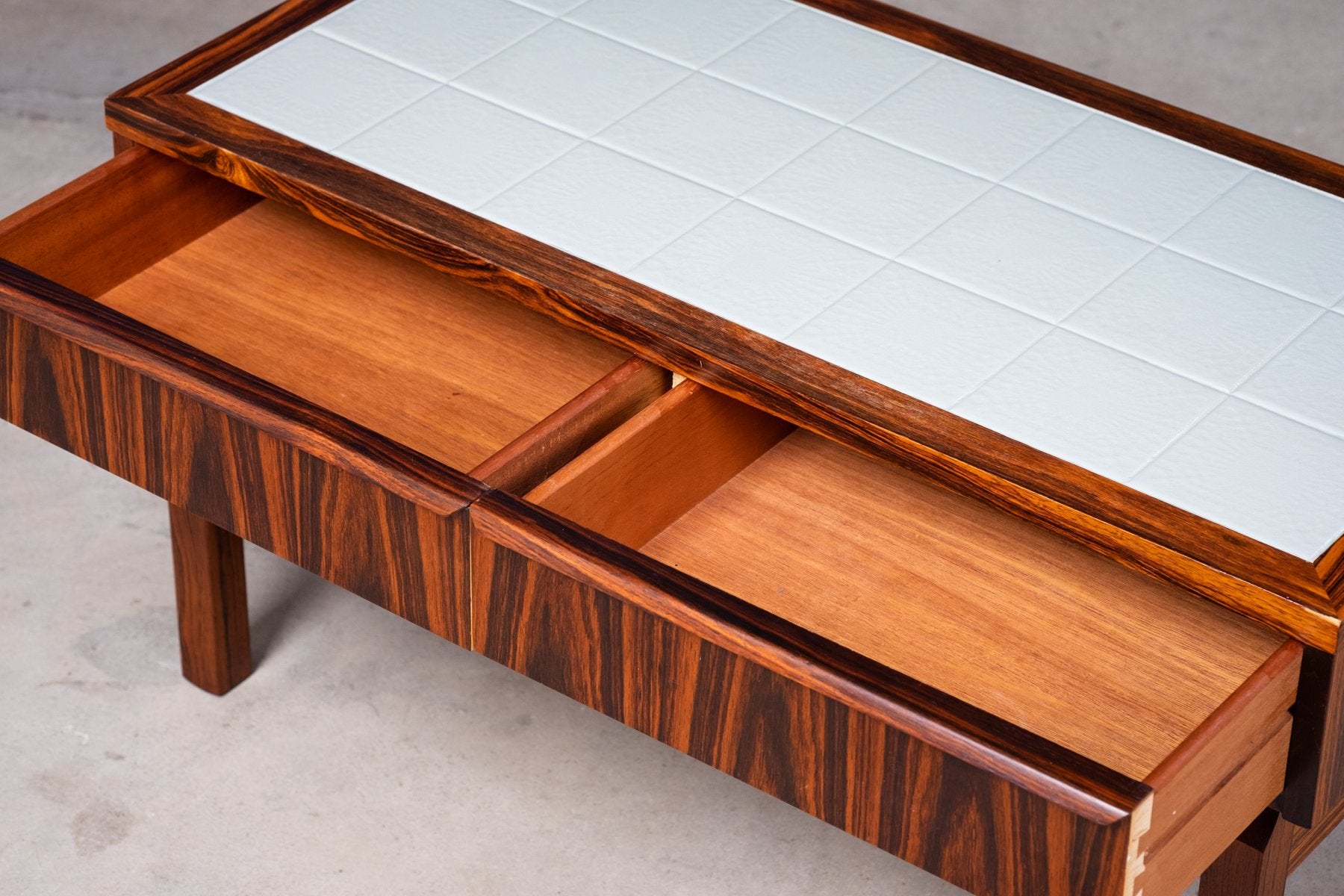 Danish Design Rosewood Entrance Chest with White Tiles, 1960s