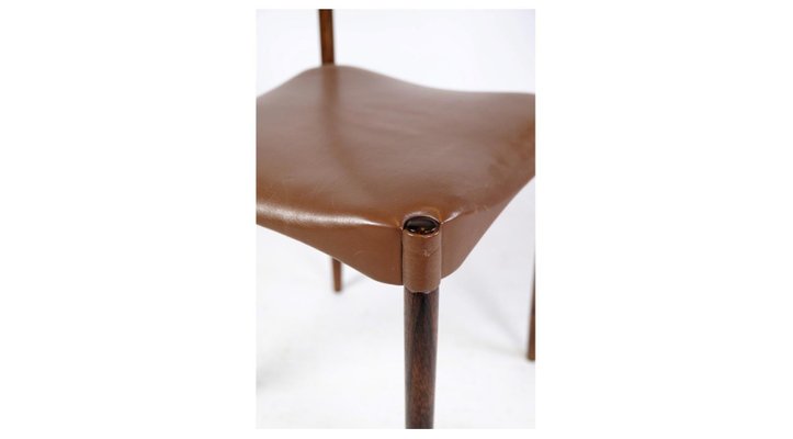 Danish Design Rosewood with Brown Leather Dining Chairs, Set of 6-UY-1271327