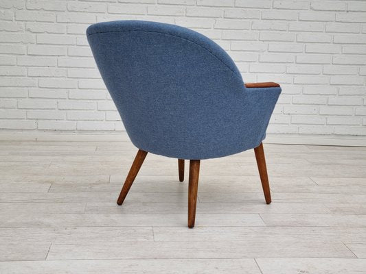 Danish Design Wool Fabric Teak Lounge Chair from Camira Furniture, 1960s-TMW-1219621