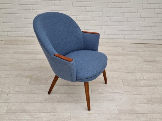 Danish Design Wool Fabric Teak Lounge Chair from Camira Furniture, 1960s-TMW-1219621