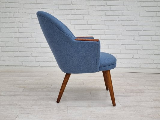 Danish Design Wool Fabric Teak Lounge Chair from Camira Furniture, 1960s-TMW-1219621