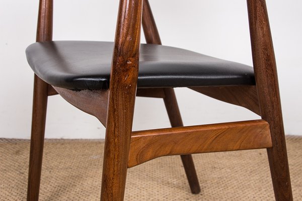 Danish Desk Chair in Teak and Skai Model 213 by Thomas Harlev, 1960s-EMB-2026813